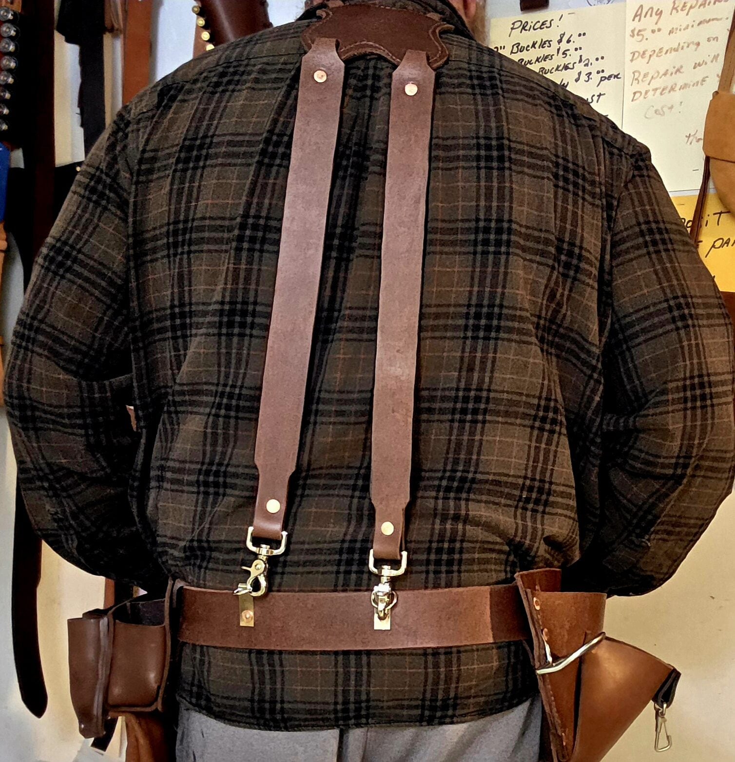 Handmade leather suspenders