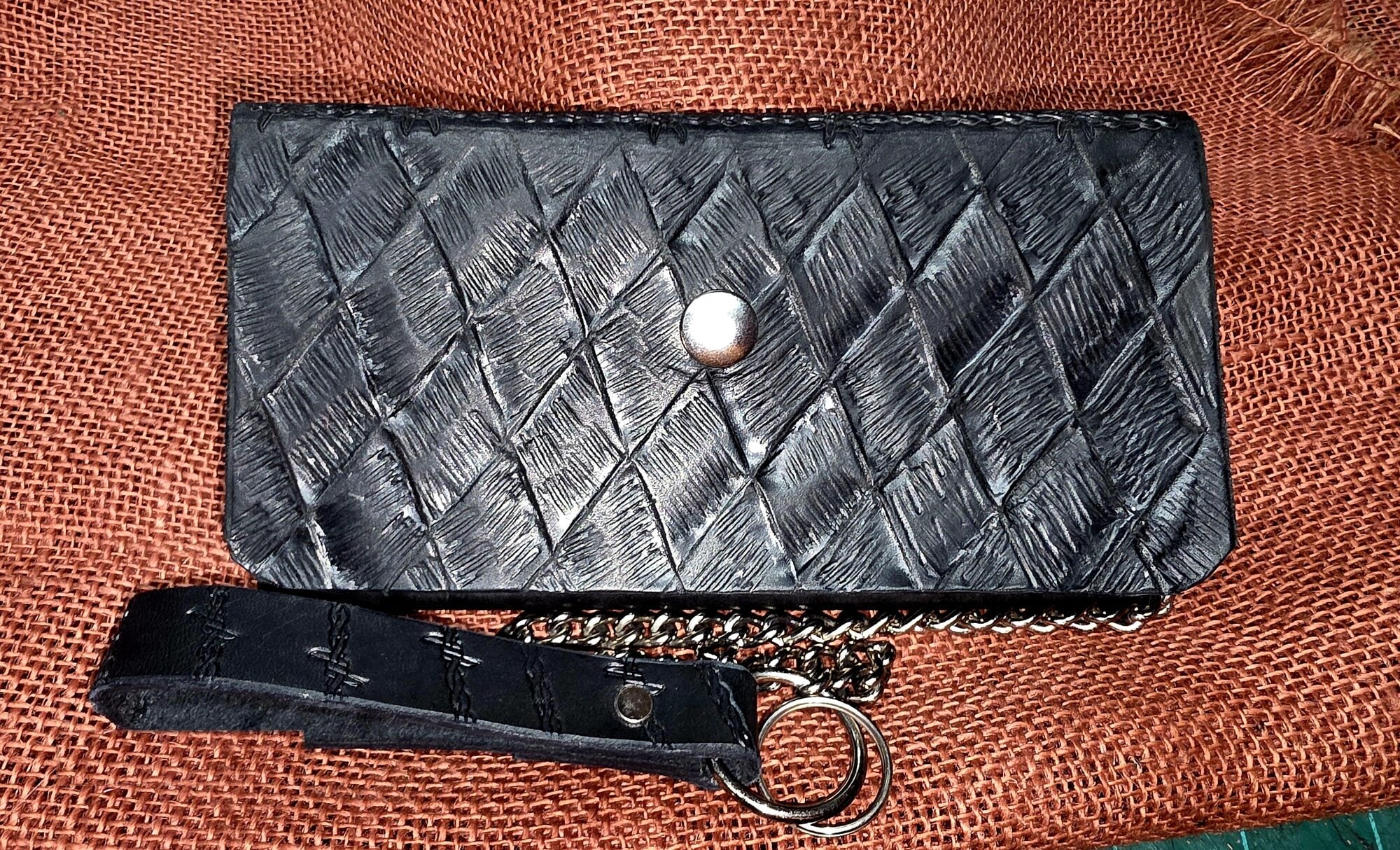 Hand tooled truckers chained wallet